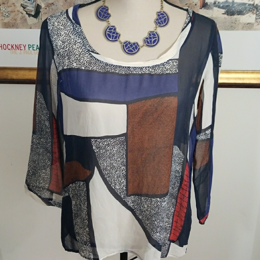 Club Monaco color block pattern top. Size M